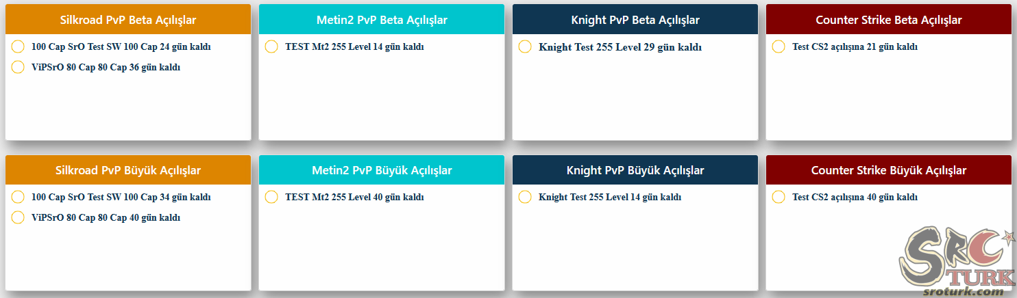 Beta ve Grand Açılış Yapacak PvP Serverler SroTURK'te