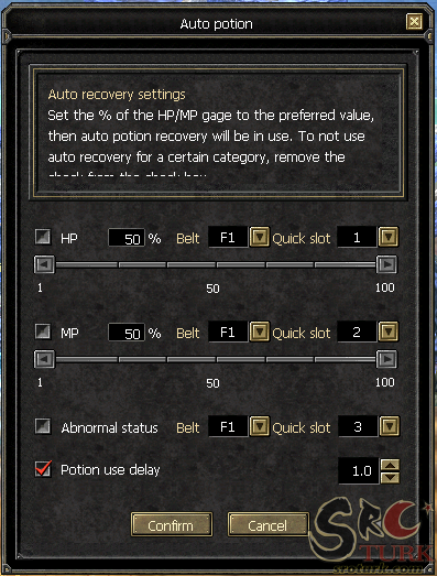 auto potion setting auto potion setting
